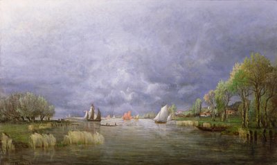 Ufer der Loire im Frühling, Sturmeffekt, 1857 von Charles Leroux